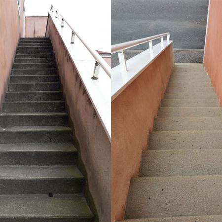Nettoyage de façades et montée d'escalier