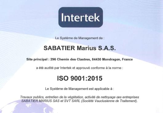 Certification ISO entreprise nettoyage professionnel Vaucluse