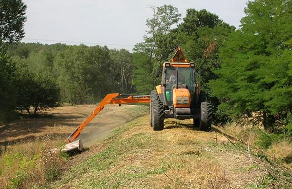 Tonte et débroussaillage bordure de rivière vallée du rhône